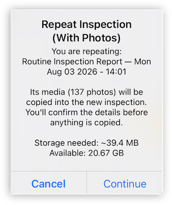 PIM Repeat Inspection with Photos