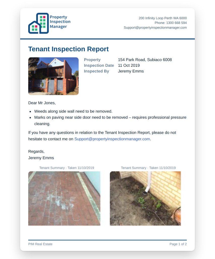 PIM Tenant Inspection Report